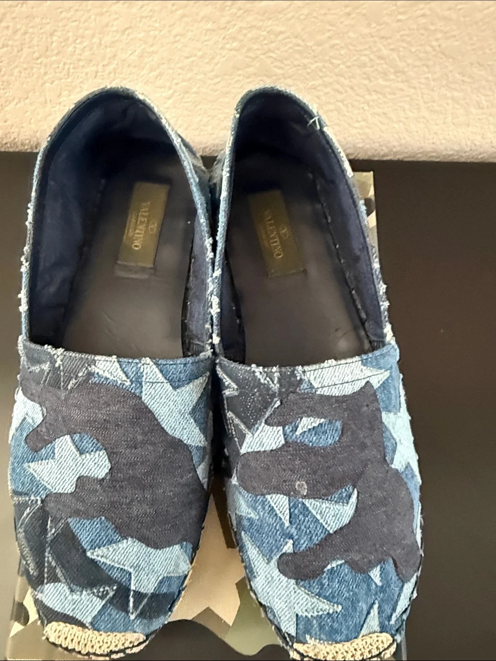 Valentino Garavani Blue Denim Camouflage Espadrilles